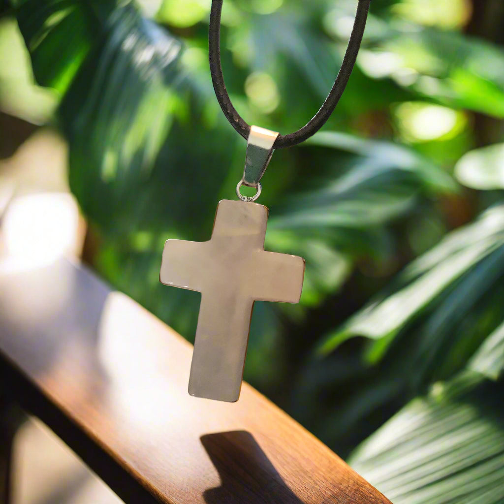 Rose Quartz Cross Necklace - Beauty by Dani