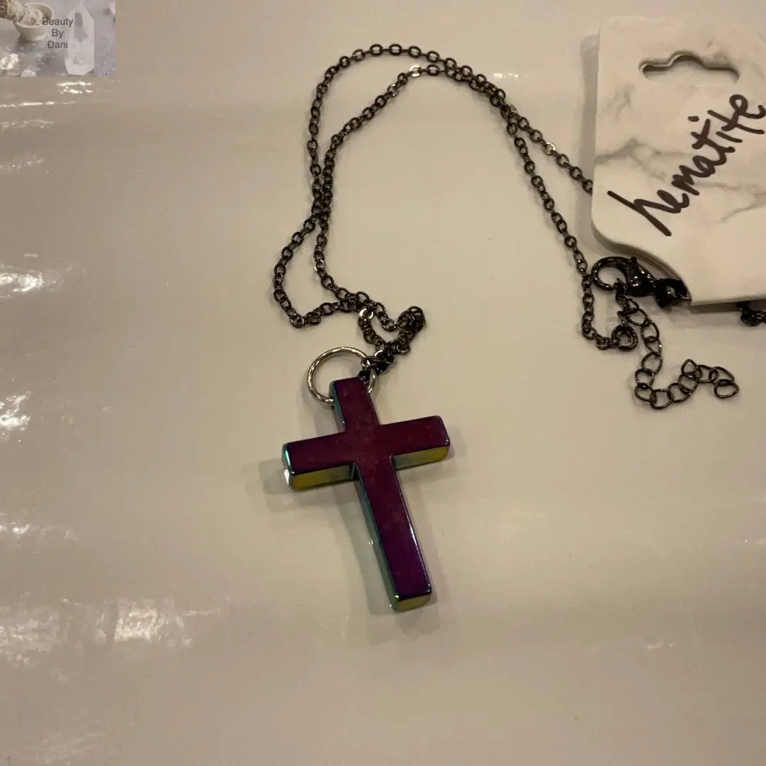 Hematite Cross Necklace (0704) - Beauty by Dani