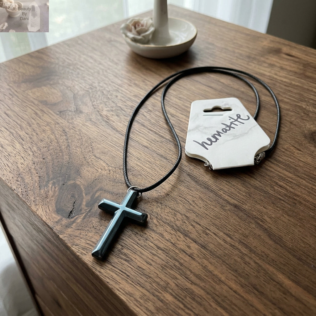 Hematite Cross Necklace - Beauty by Dani