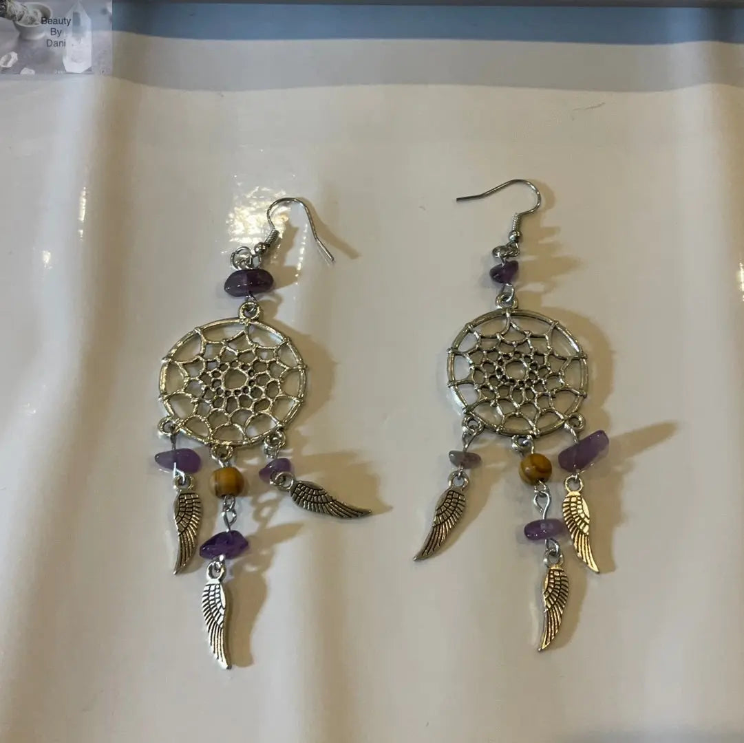 Amethyst Dreamcatcher Earrings - Beauty by Dani