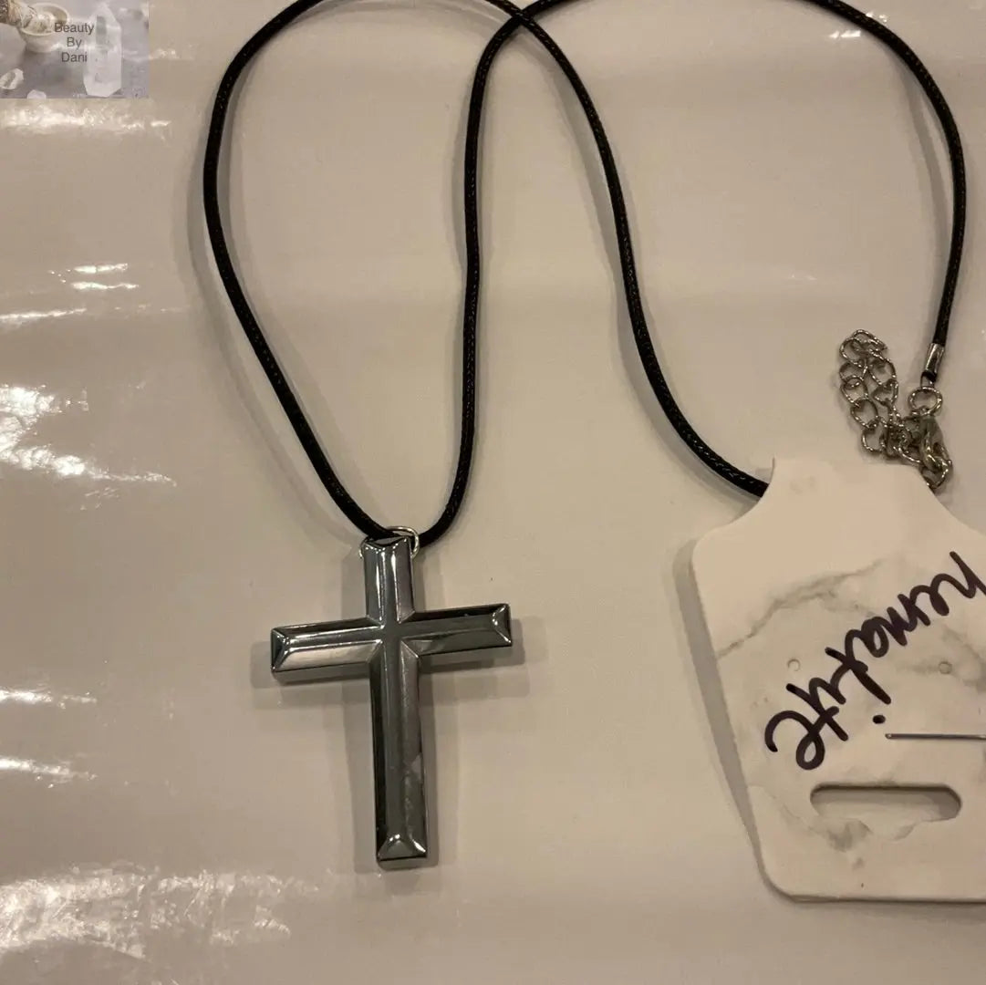 Hematite Cross Necklace - Beauty by Dani