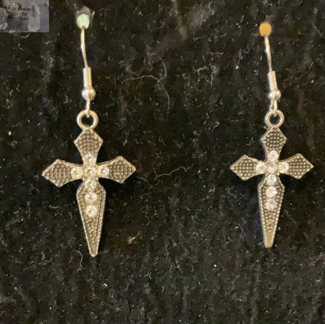 Rhinestone Cross Earrings - Beauty by Dani