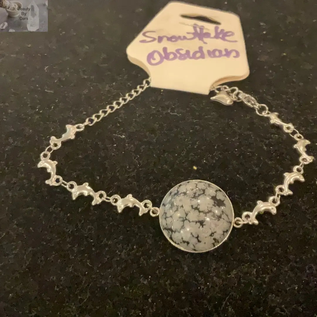 Snowflake Obsidian Bracelet (0787) - Beauty by Dani