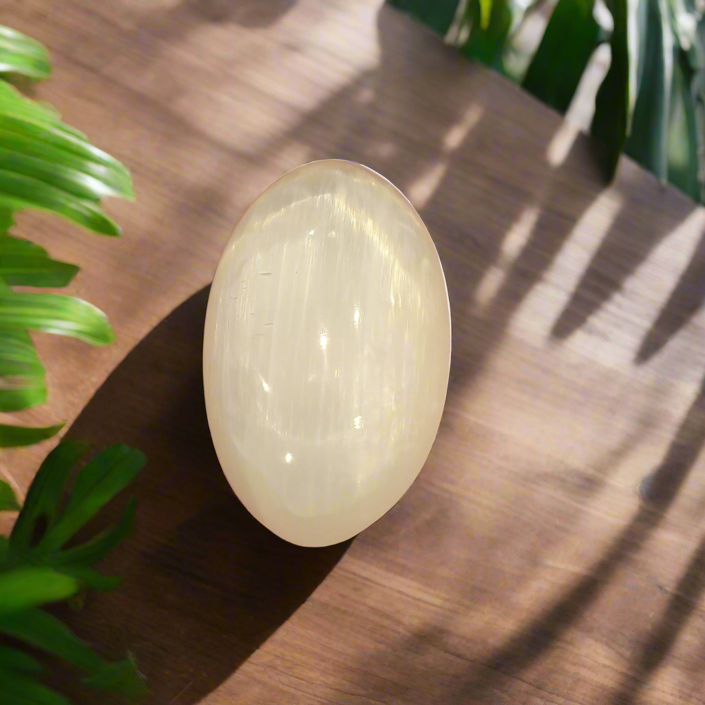 Medium Selenite Palm Stone - Natural Energy Cleansing