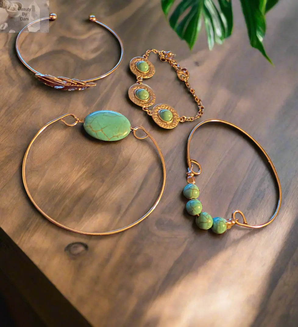 Turquoise Stainless Steel Bangle Bracelets Beauty by Dani