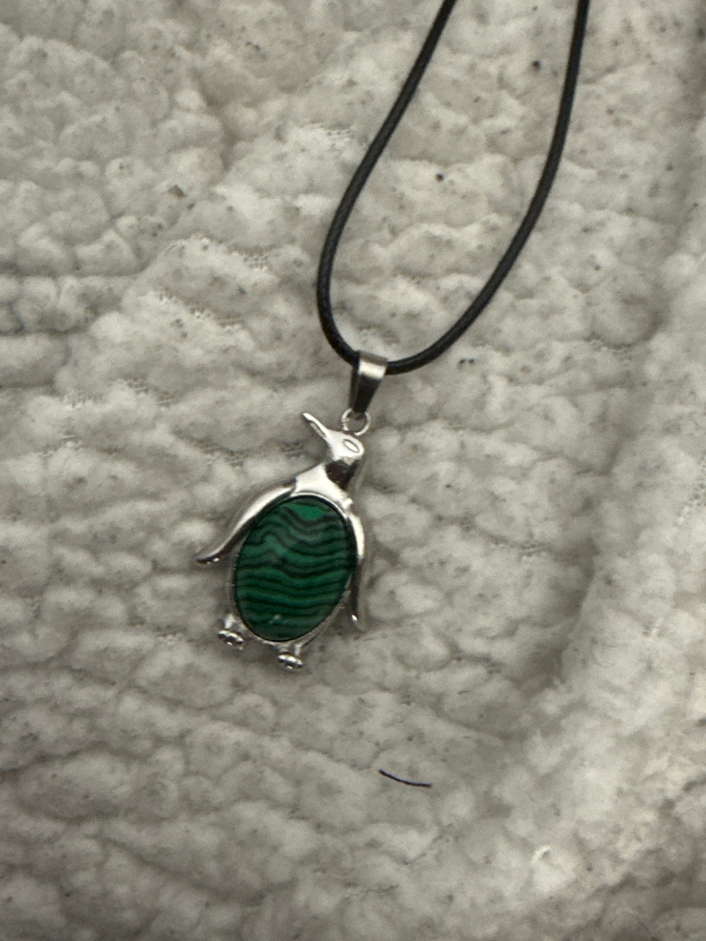 Penguin Gemstone Necklace in Stainless Steel