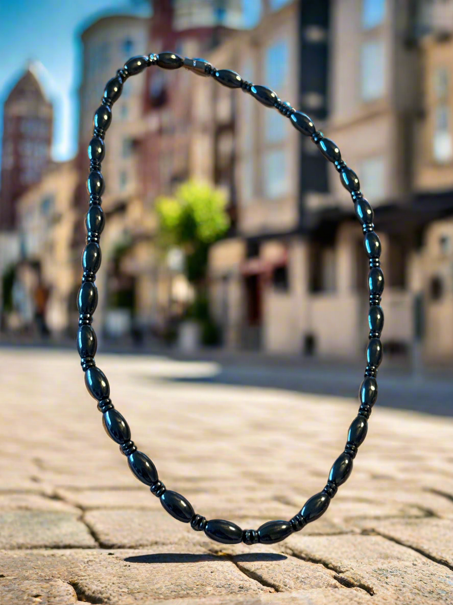 Grounding Hematite Beaded Necklace with Magnetic Clasp