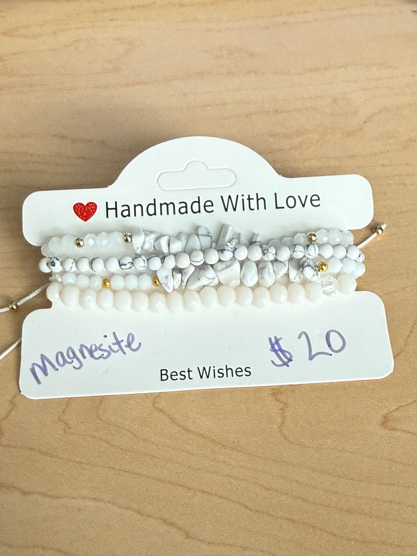 Gemstone and Cloth Adjustable Bracelet Set