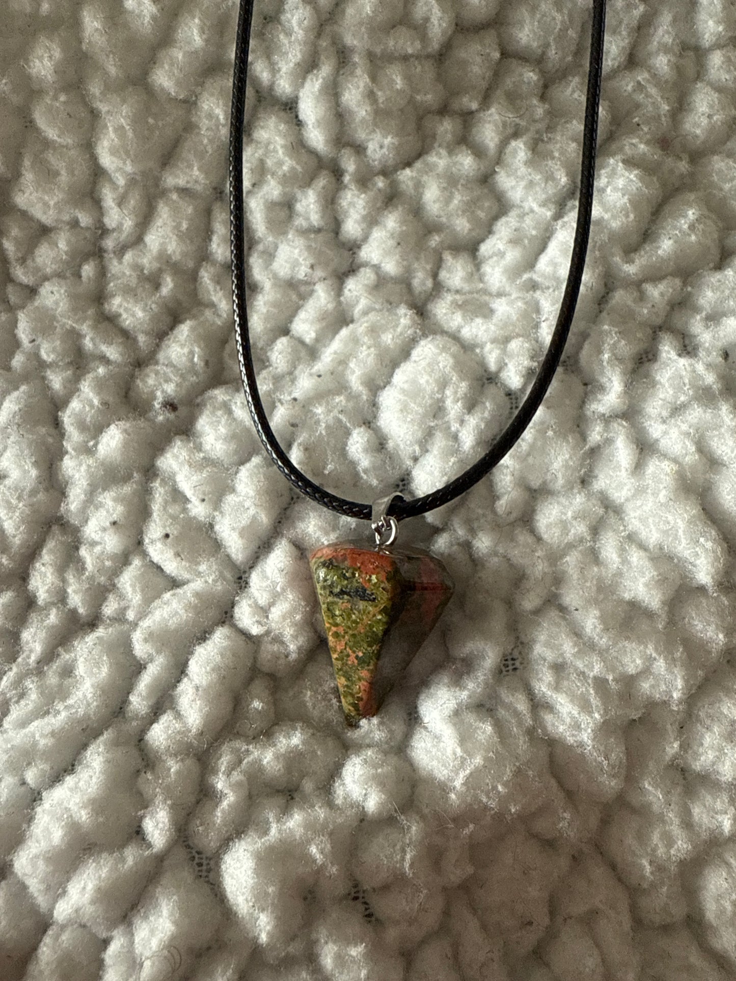 Hexagonal Gem Point Necklace with Leather Cord