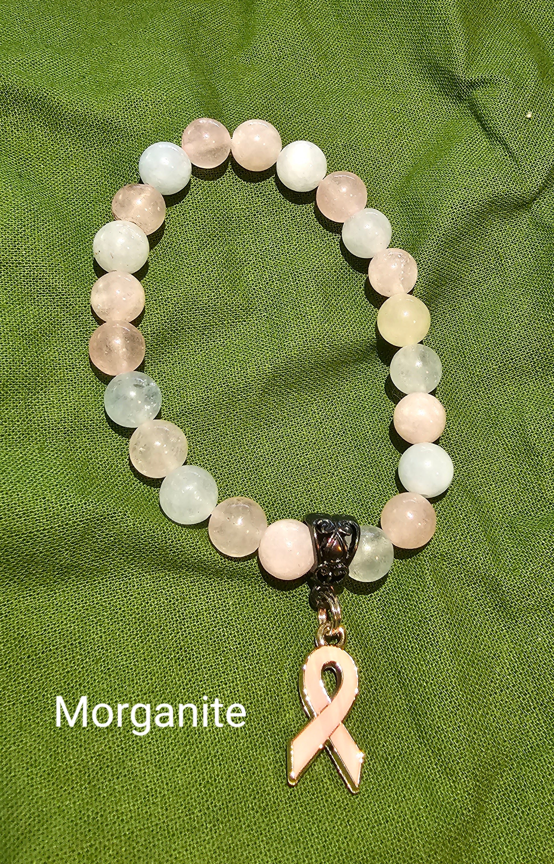 Morganite Breast Cancer Bracelet - Beauty by Dani
