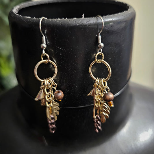 Gold leaf dangle earrings