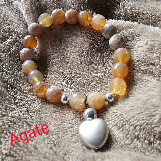 Agate Bracelet with heart charm