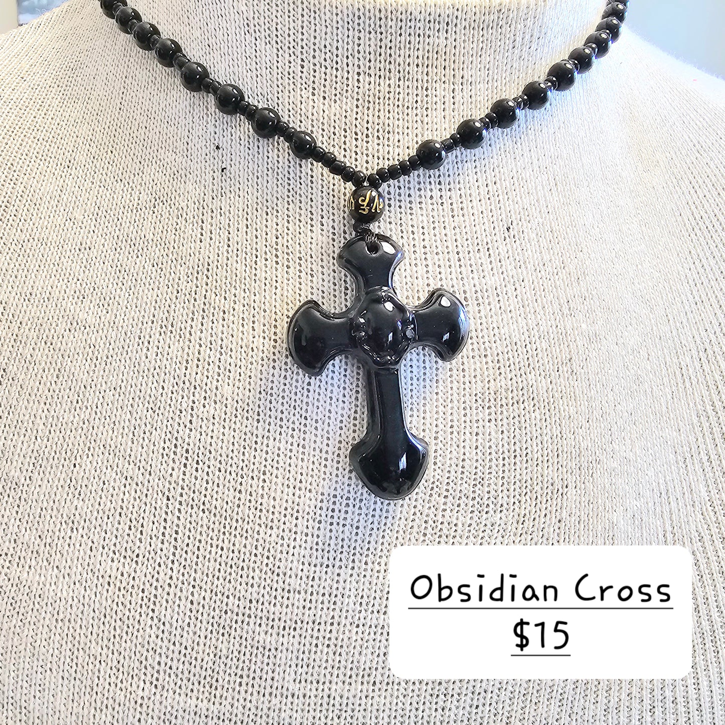 Obsidian Cross necklace - Beauty by Dani