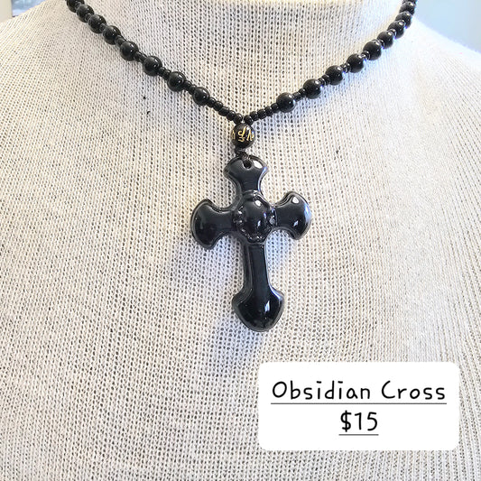 Obsidian Cross necklace