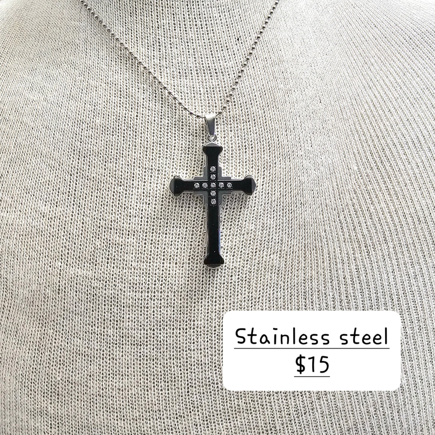 Stainless steel Rhinestone Cross Necklace - Beauty by Dani