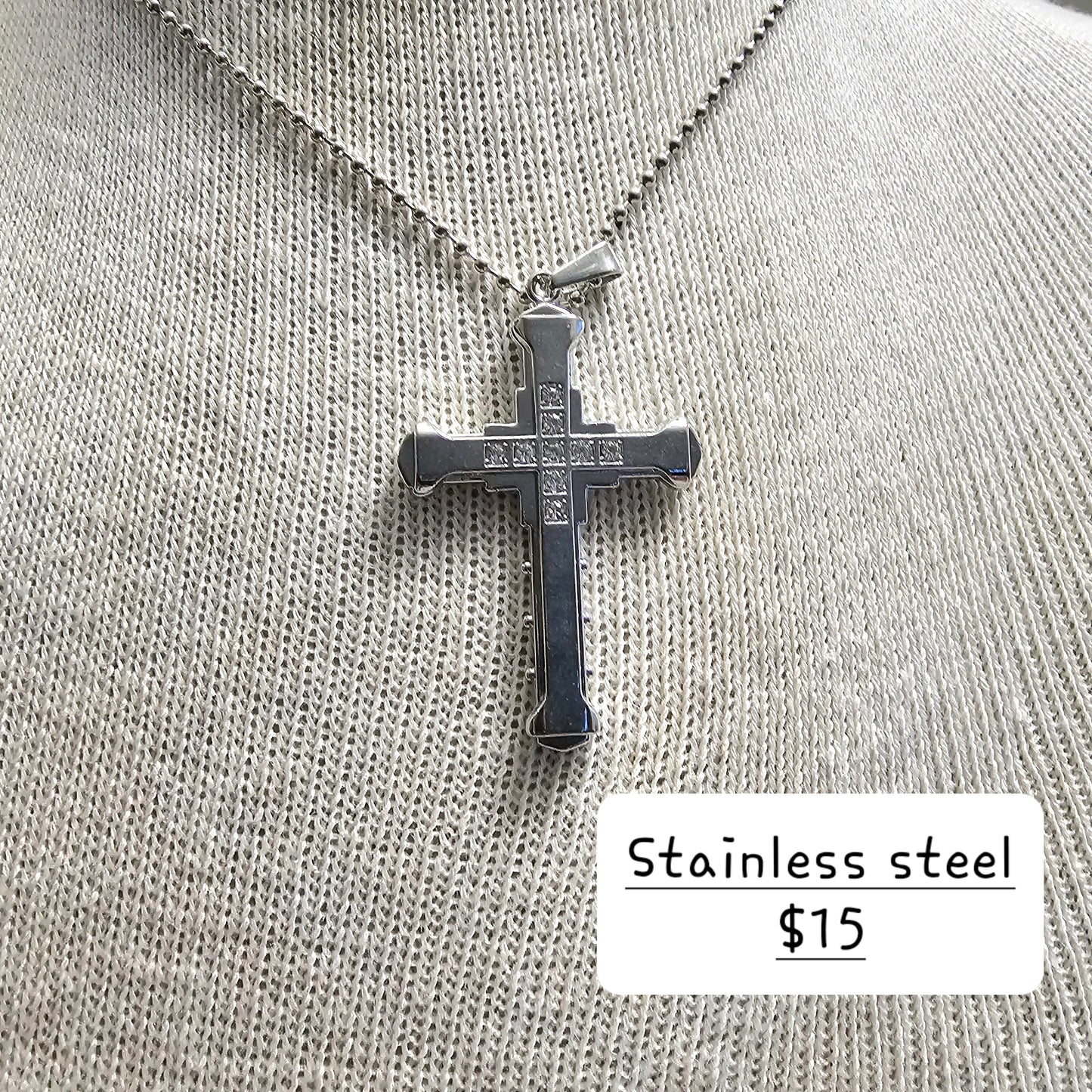 Stainless steel Rhinestone Cross Necklace - Beauty by Dani