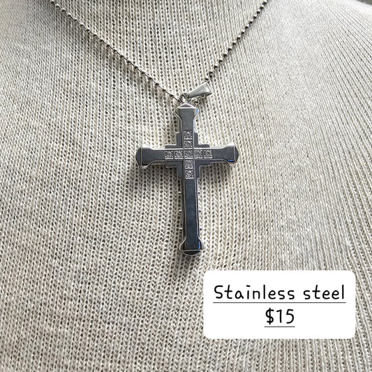 Stainless steel Rhinestone Cross Necklace