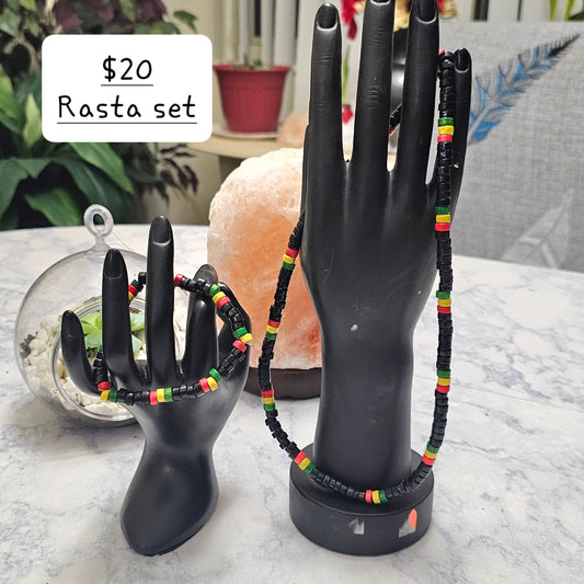 Rasta Necklace and Bracelet set