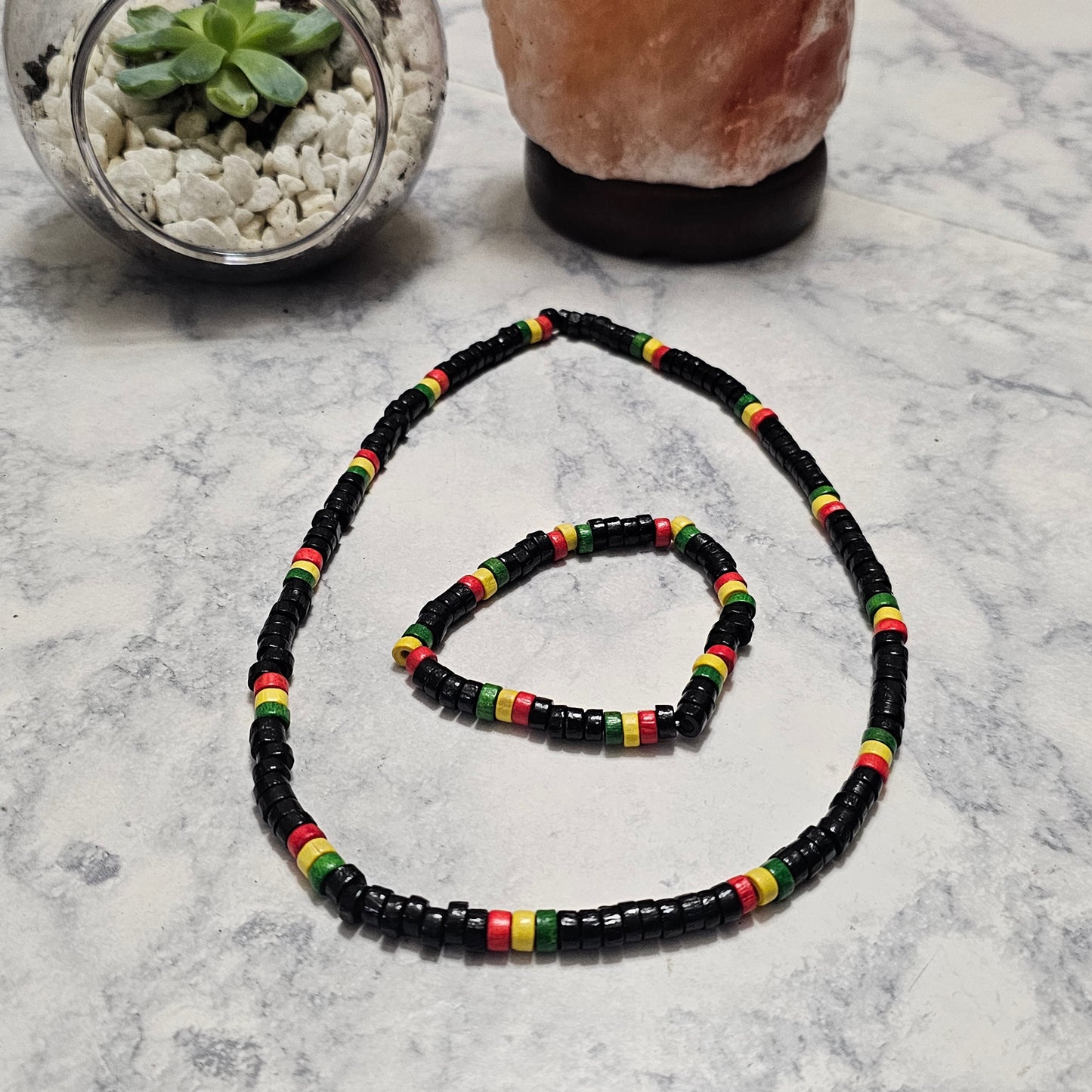 Rasta Necklace and Bracelet set