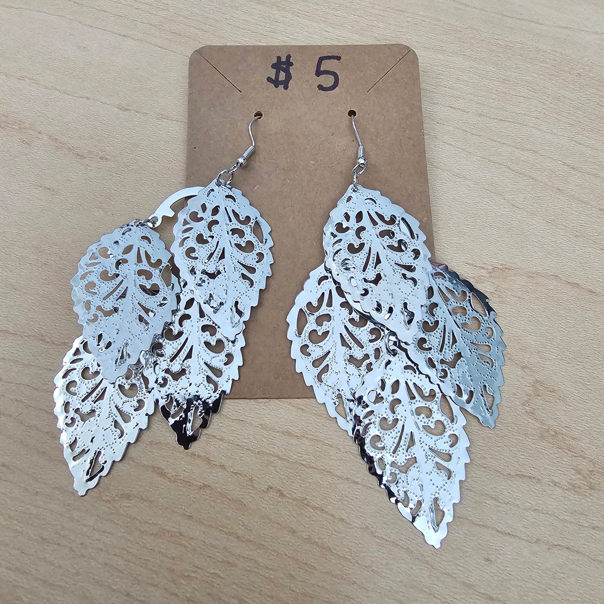 Stainless steel Big Leaf earrings - Beauty by Dani