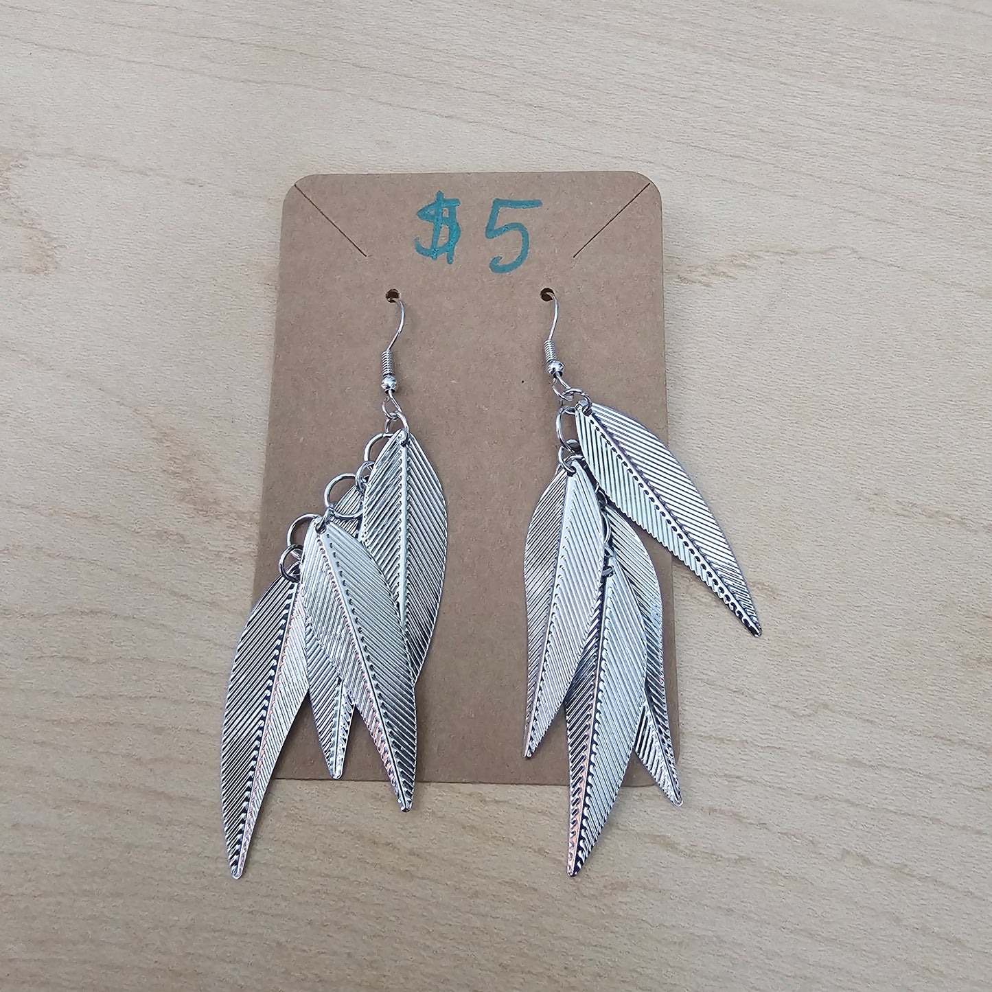 Stainless steel leaf earrings