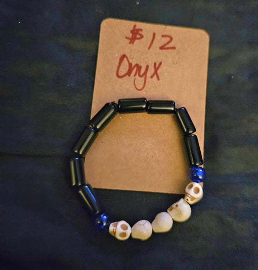 Onyx skull bracelet