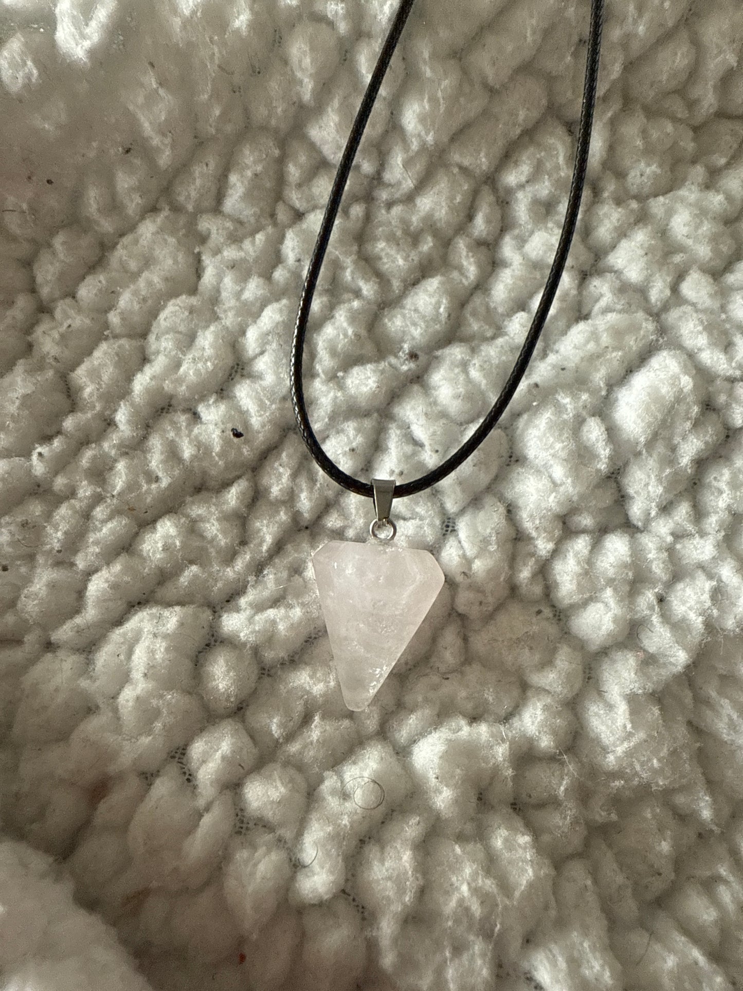 Hexagonal Gem Point Necklace with Leather Cord
