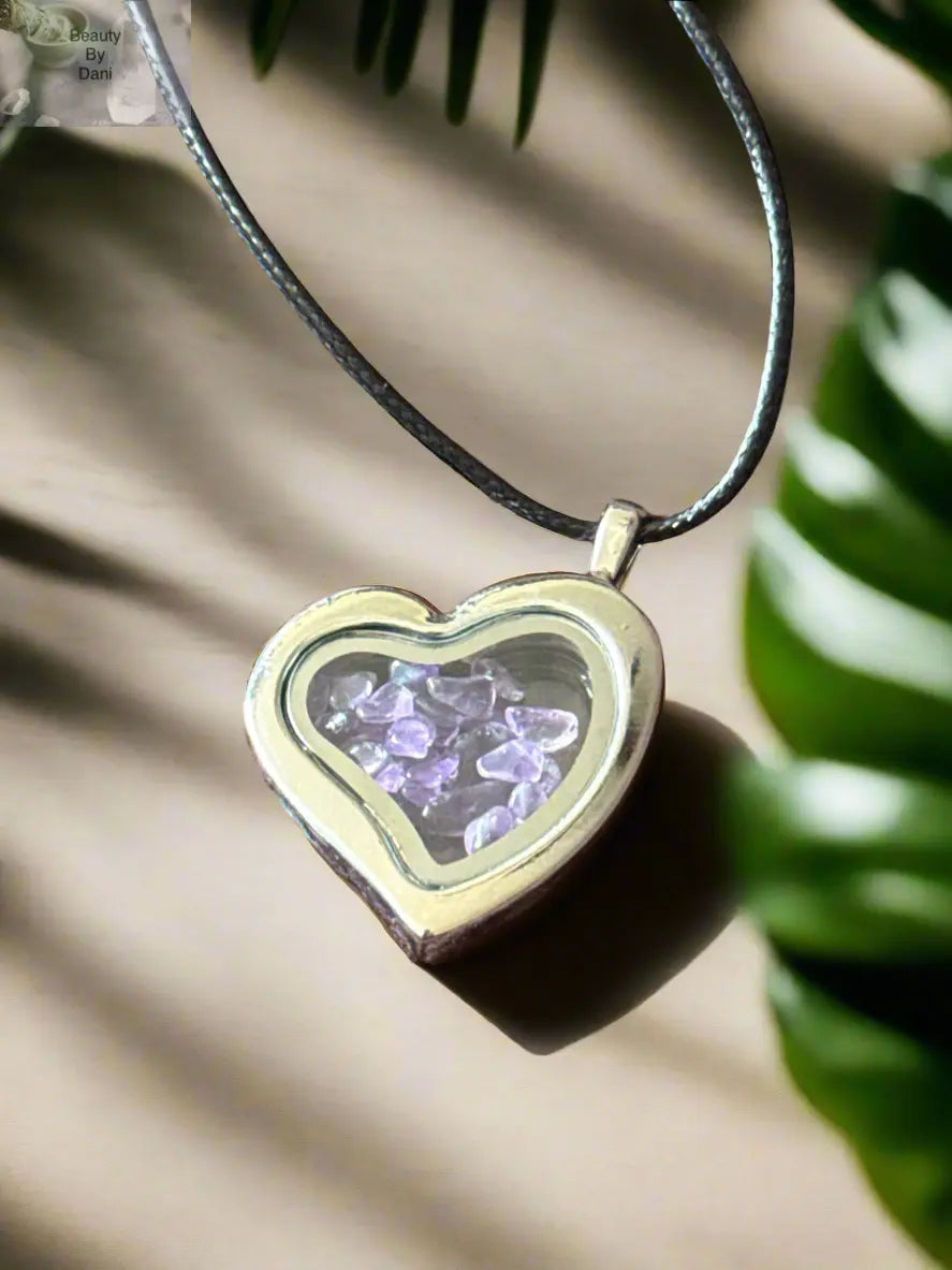 Glass Heart Gem Necklace Beauty by Dani