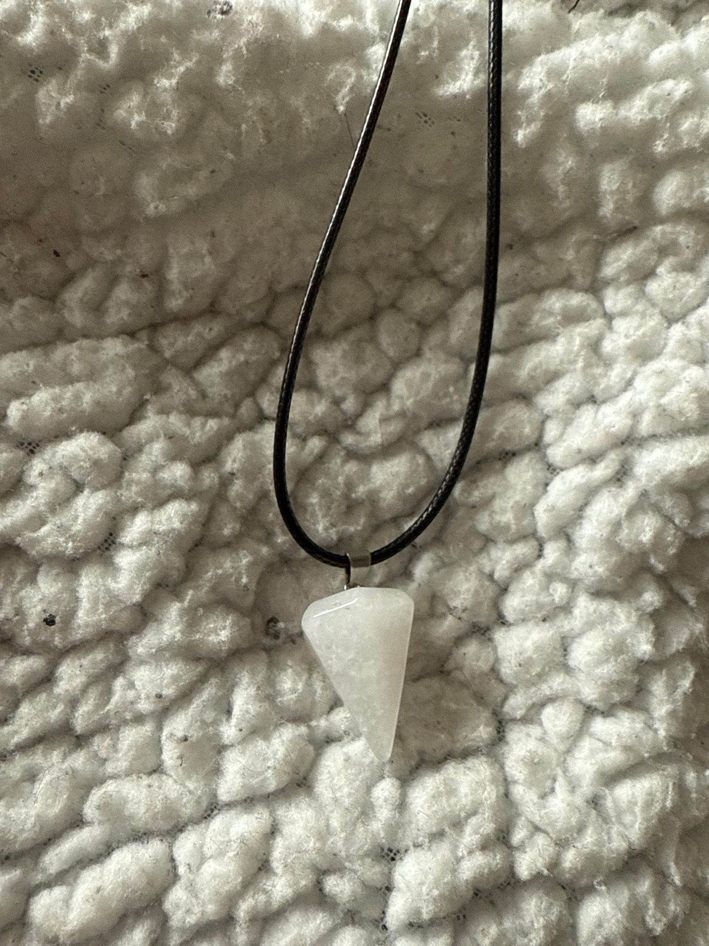 Hexagonal Gem Point Necklace with Leather Cord