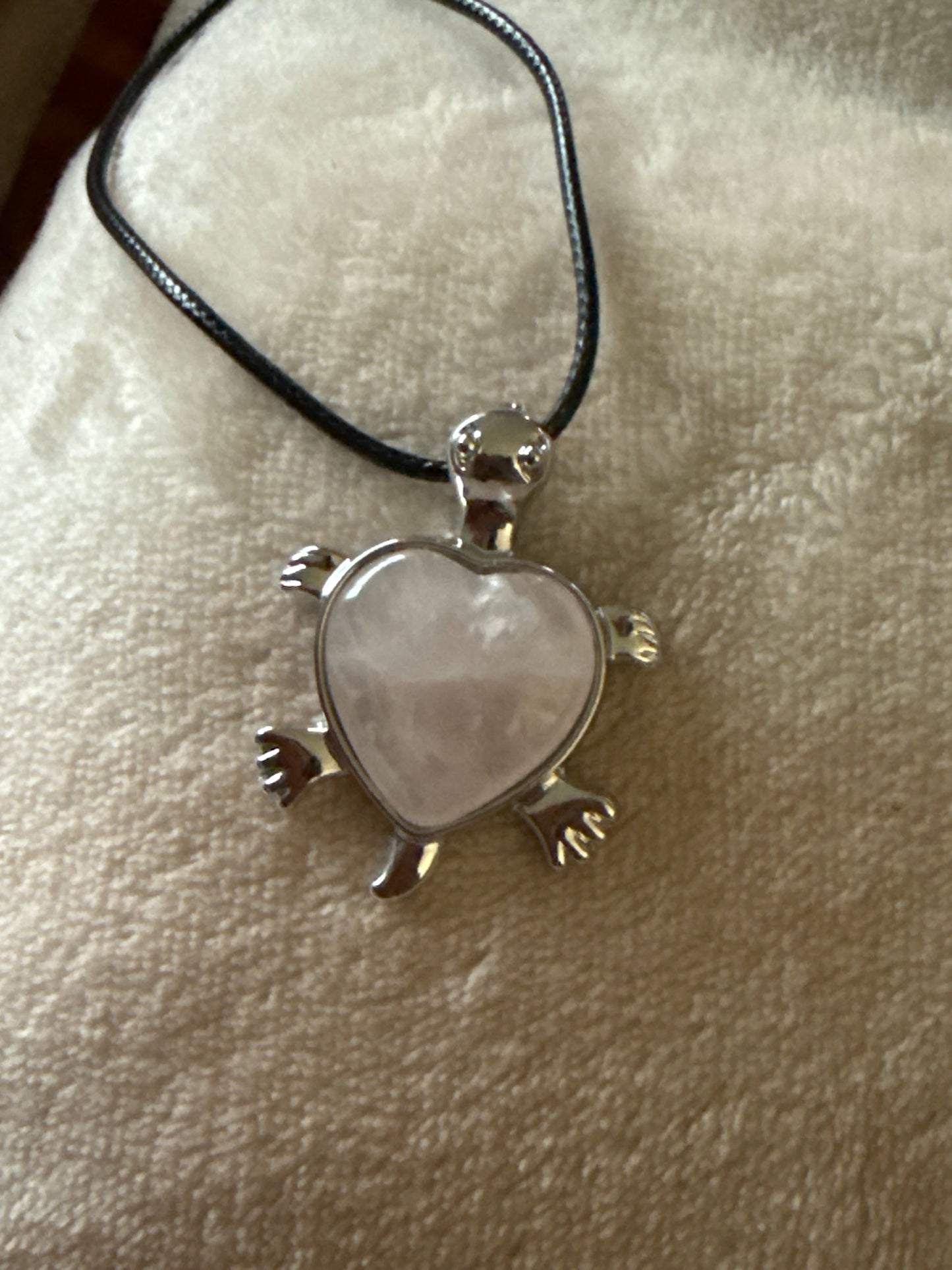 Turtle Gem Necklace - Stainless Steel with Leather Cord