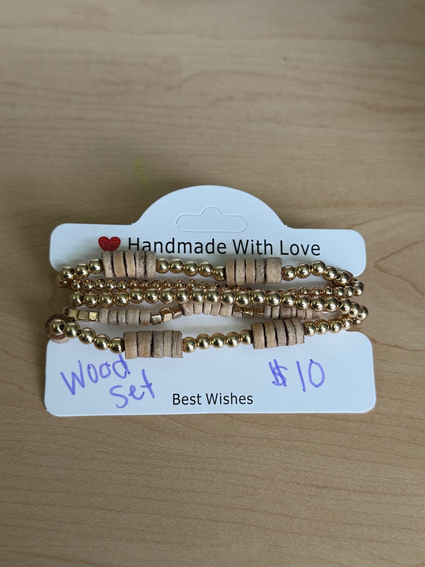 Gemstone and Cloth Adjustable Bracelet Set