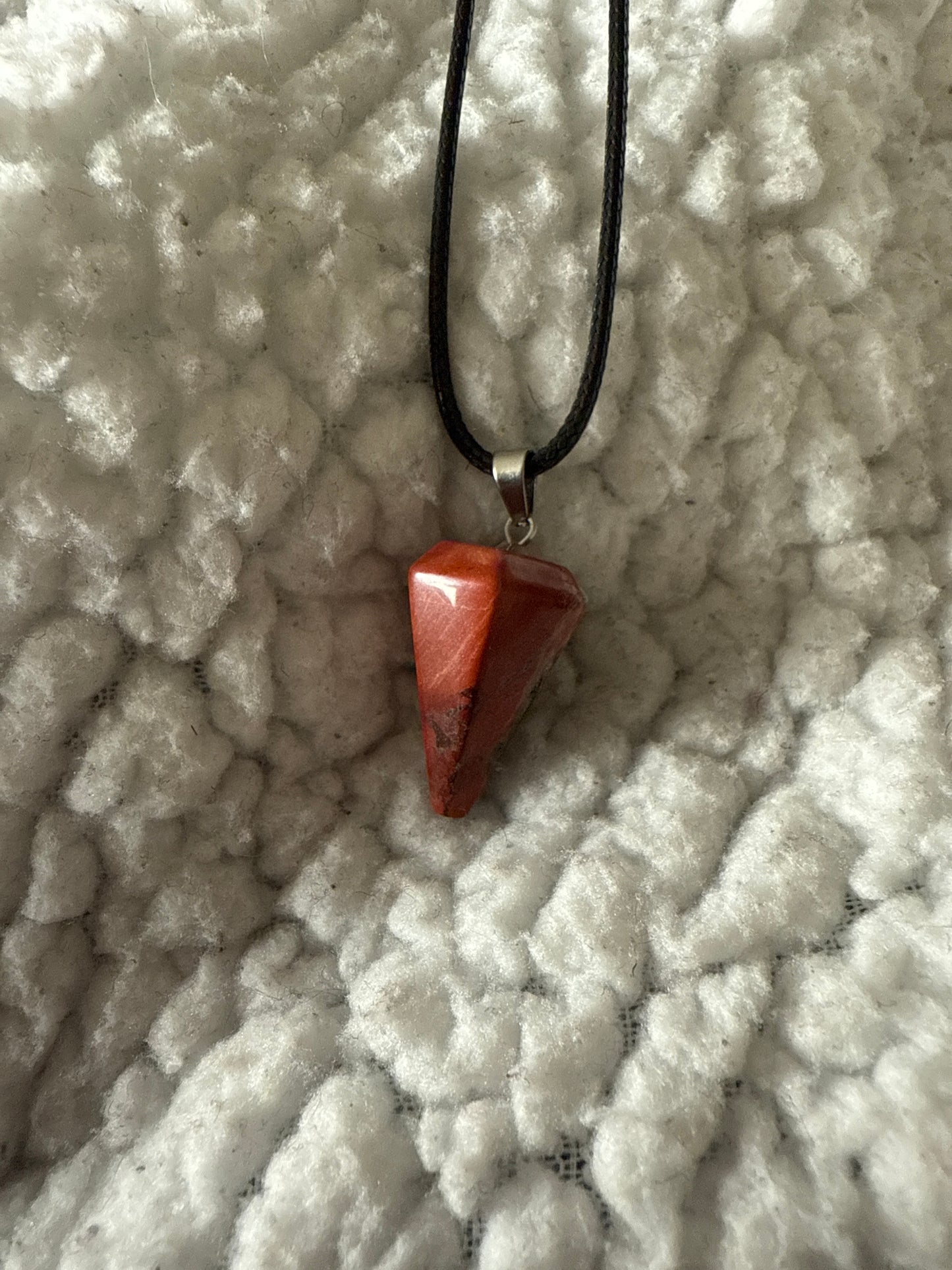 Hexagonal Gem Point Necklace with Leather Cord