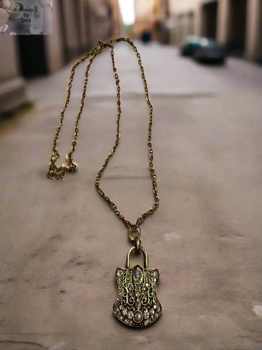 Rhinestone Goldtone Stainless Steel Necklace Beauty by Dani