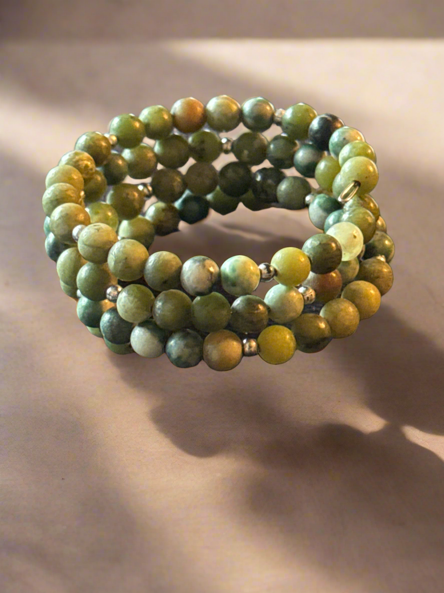 Green Jasper Multilayer Bracelet