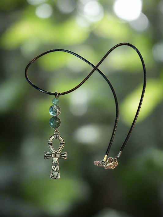 Ankh Necklace with 8mm Jasper Beads