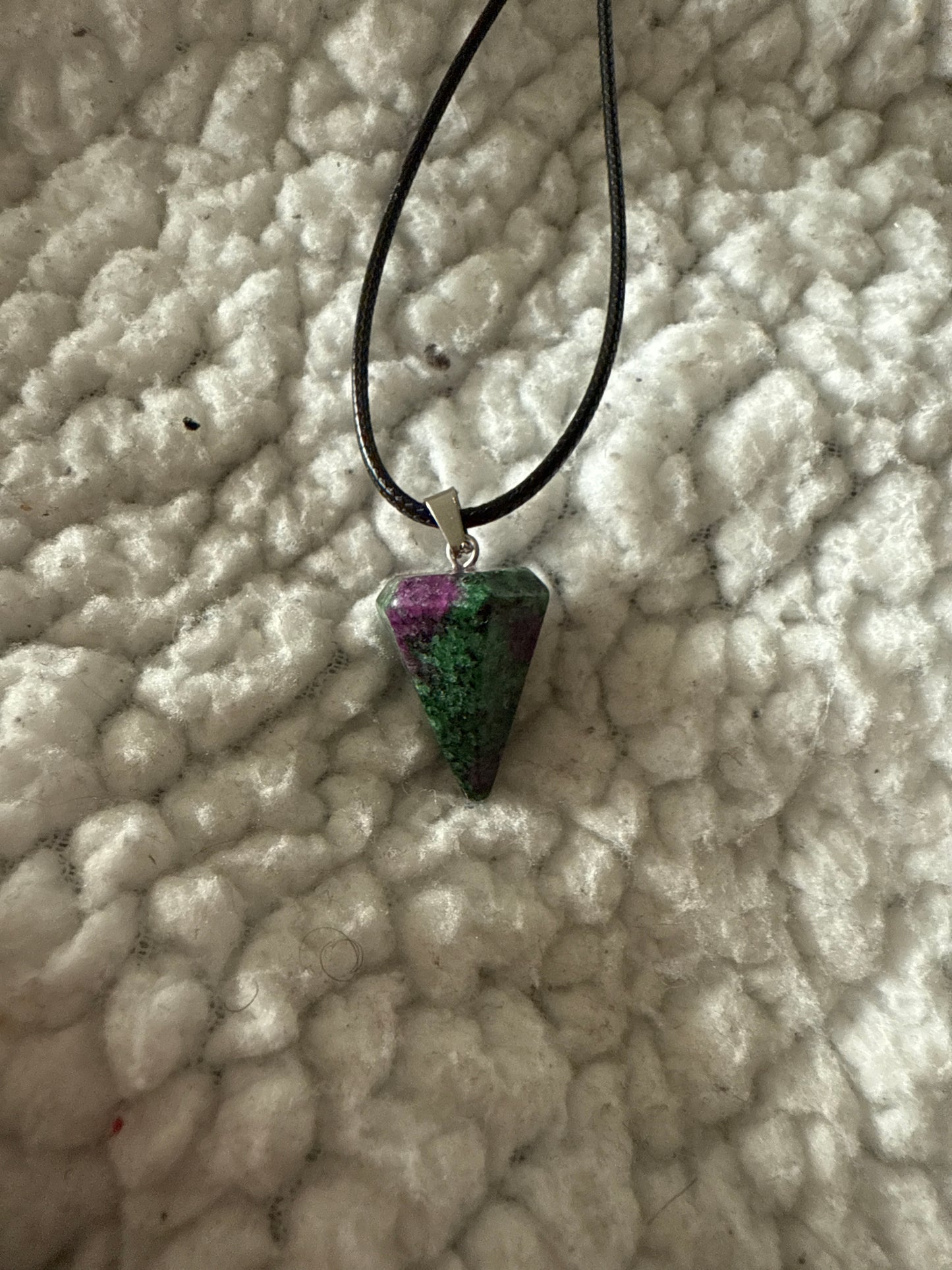 Hexagonal Gem Point Necklace with Leather Cord