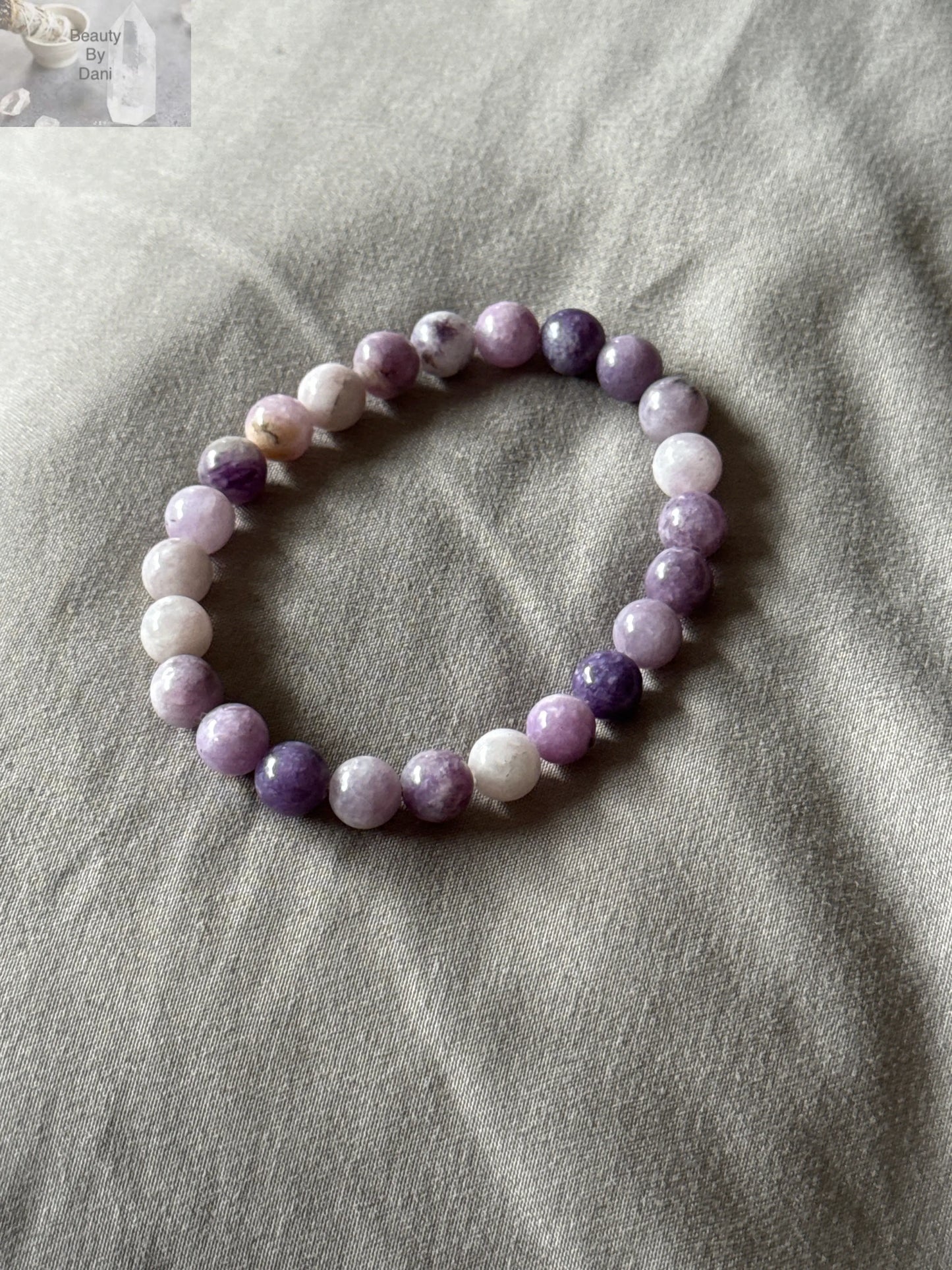 Lepidolite Bracelet - 8mm Bead Healing Jewelry Beauty by Dani