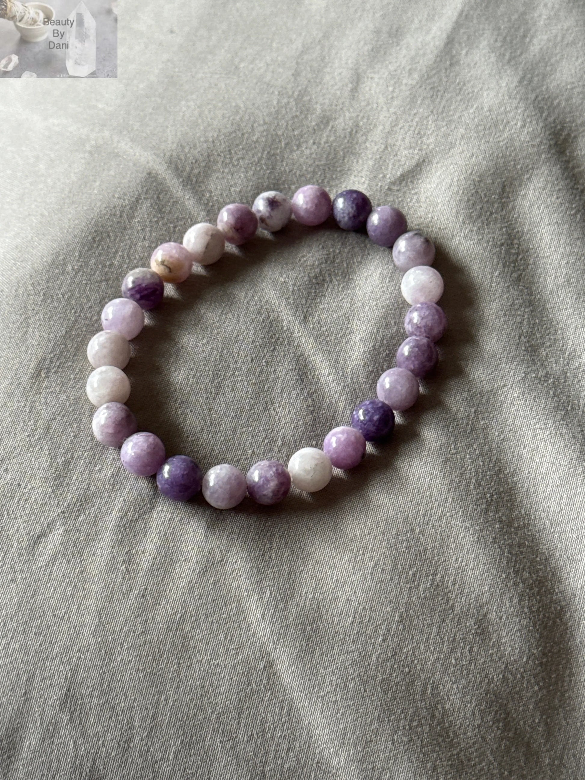 Lepidolite Bracelet - 8mm Bead Healing Jewelry Beauty by Dani
