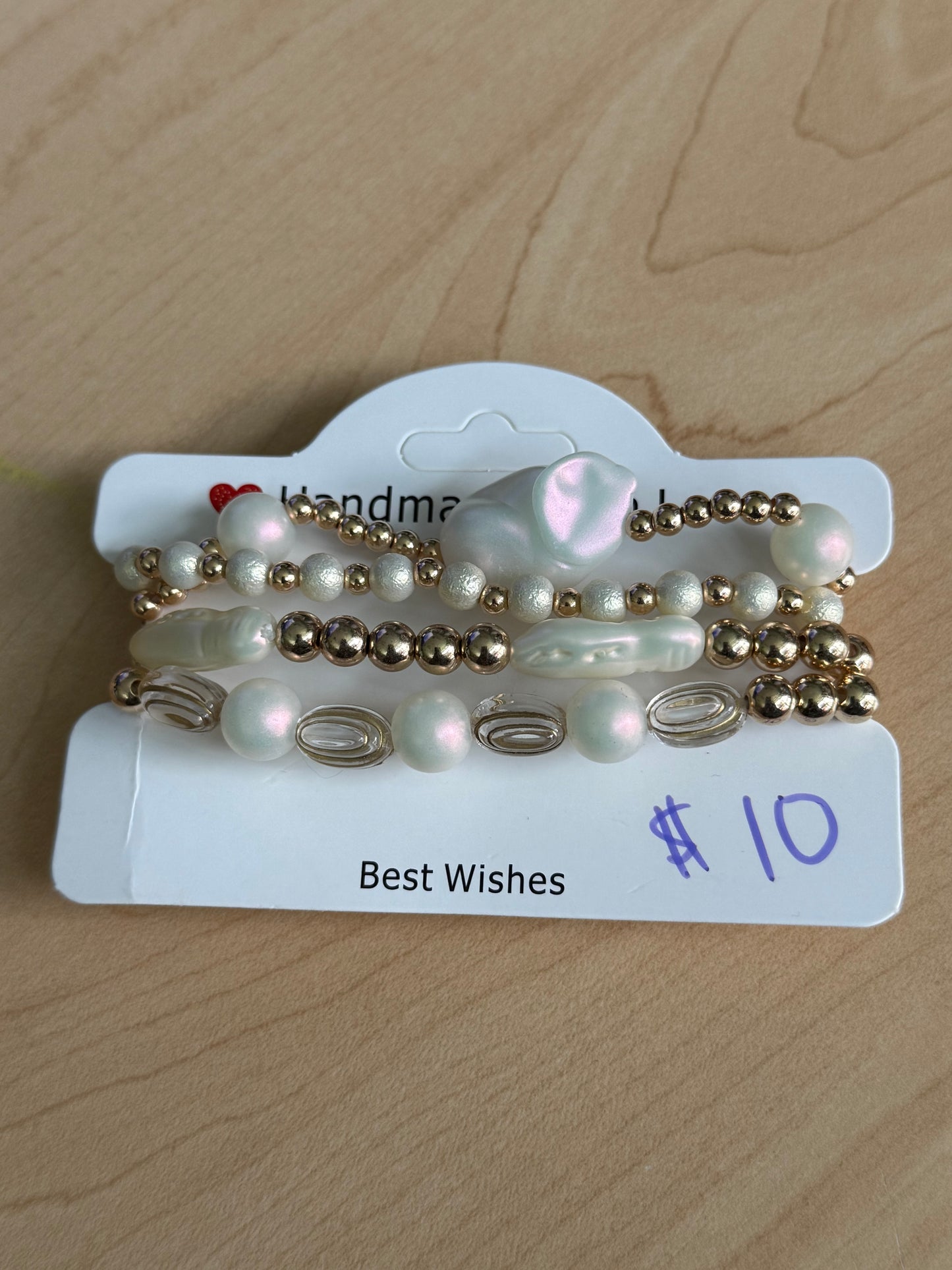 Gemstone and Cloth Adjustable Bracelet Set