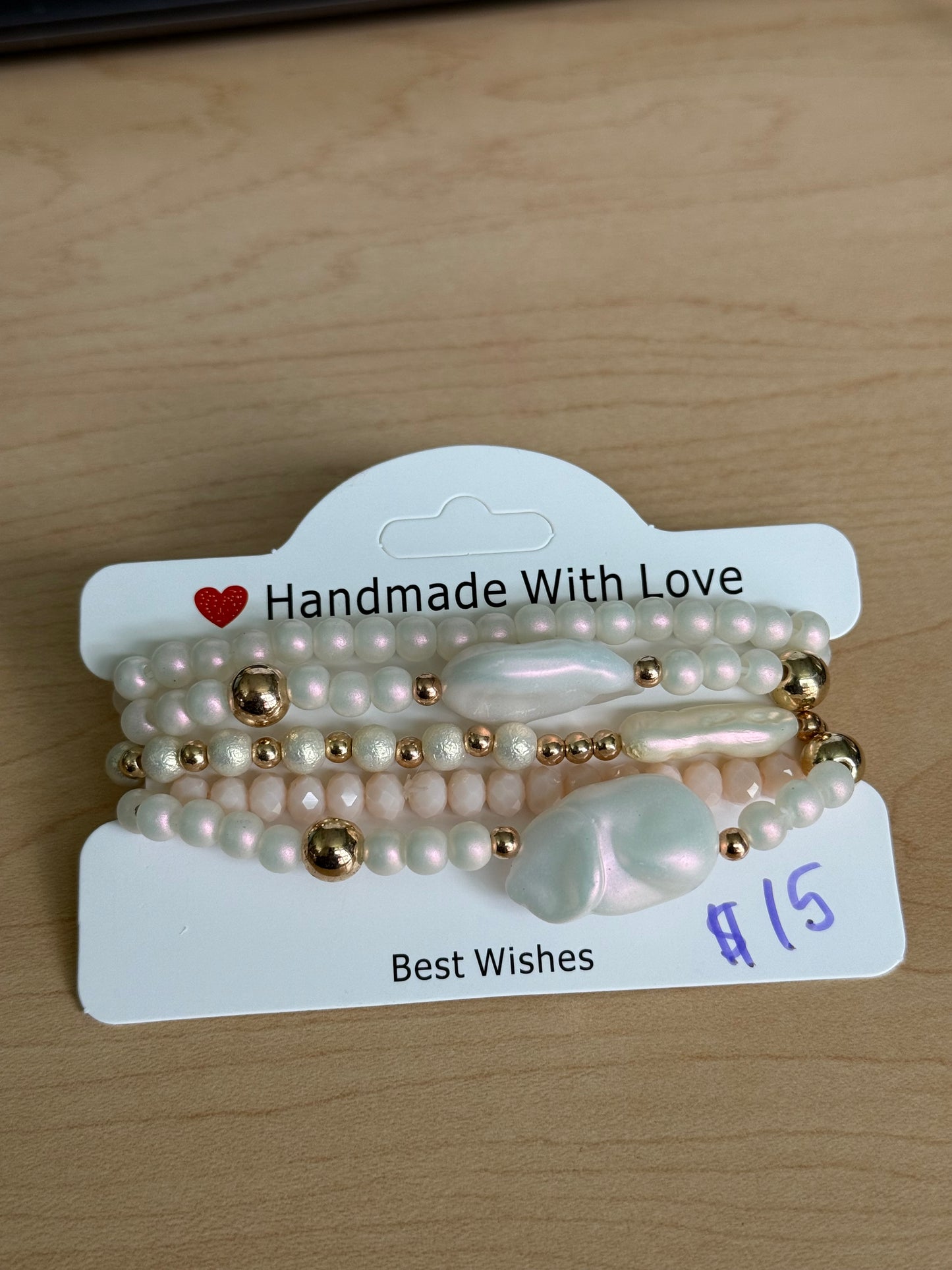 Gemstone and Cloth Adjustable Bracelet Set