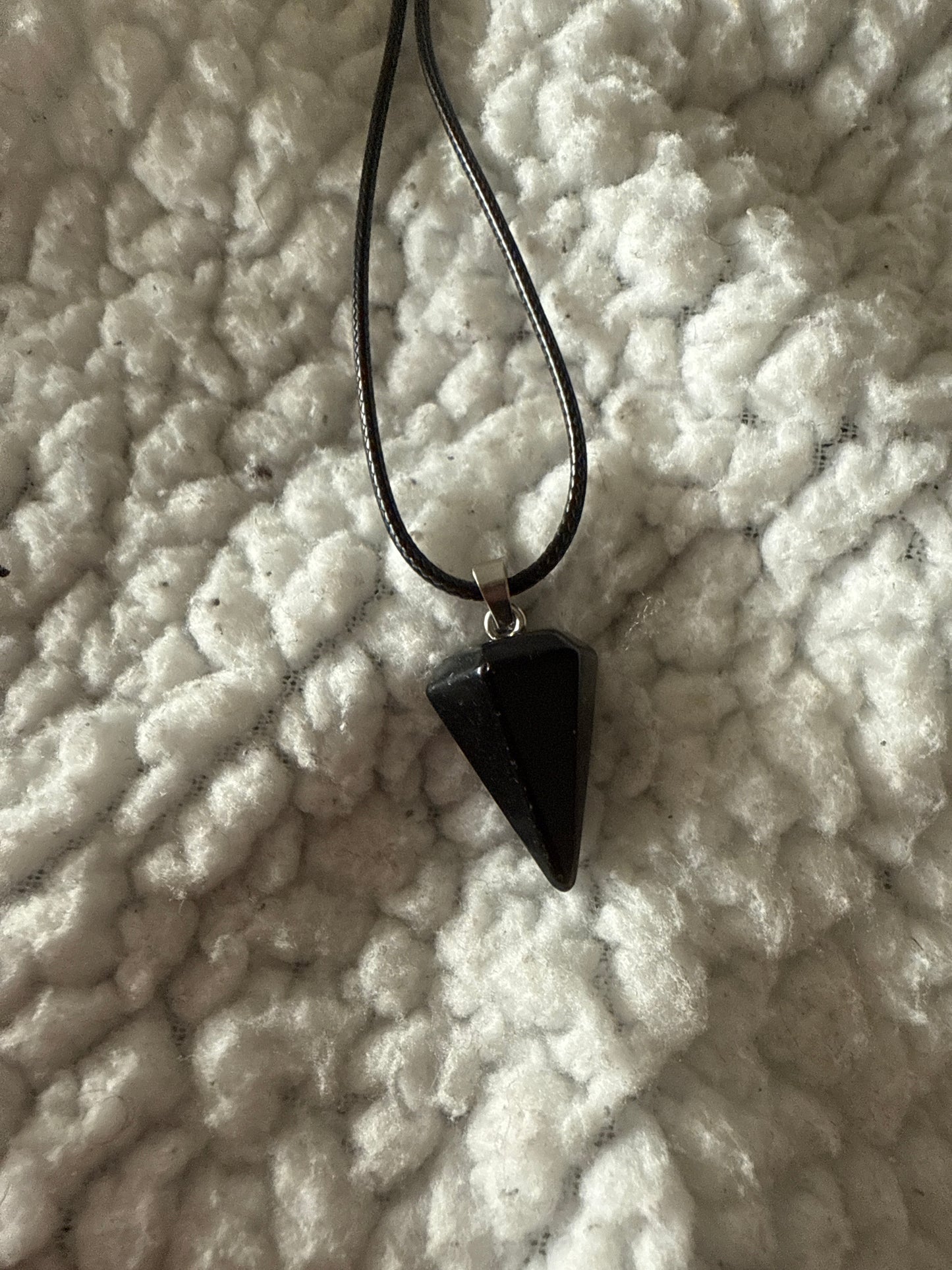 Hexagonal Gem Point Necklace with Leather Cord