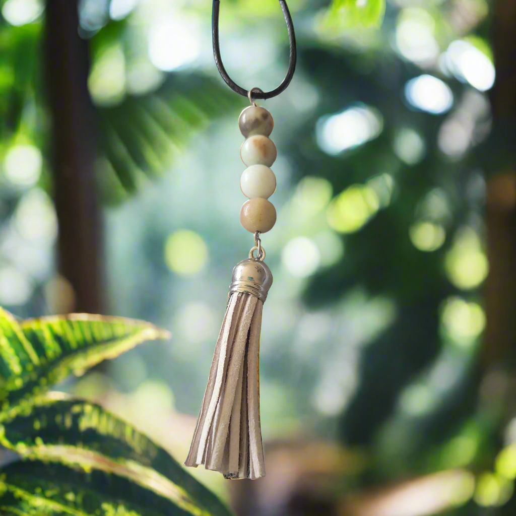Amazonite Beaded Tassel Necklace