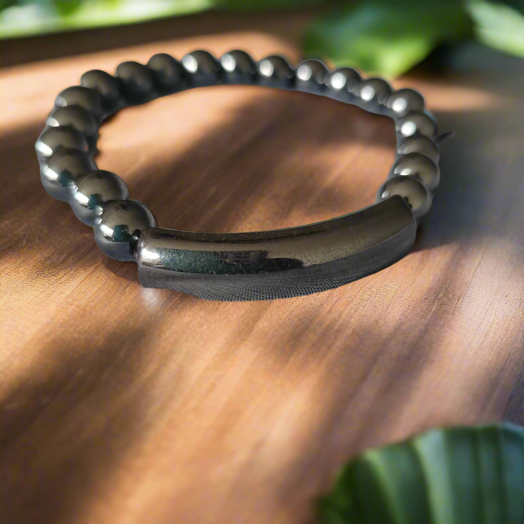 Hematite Bracelet - 8mm Beads for Confidence & Stability