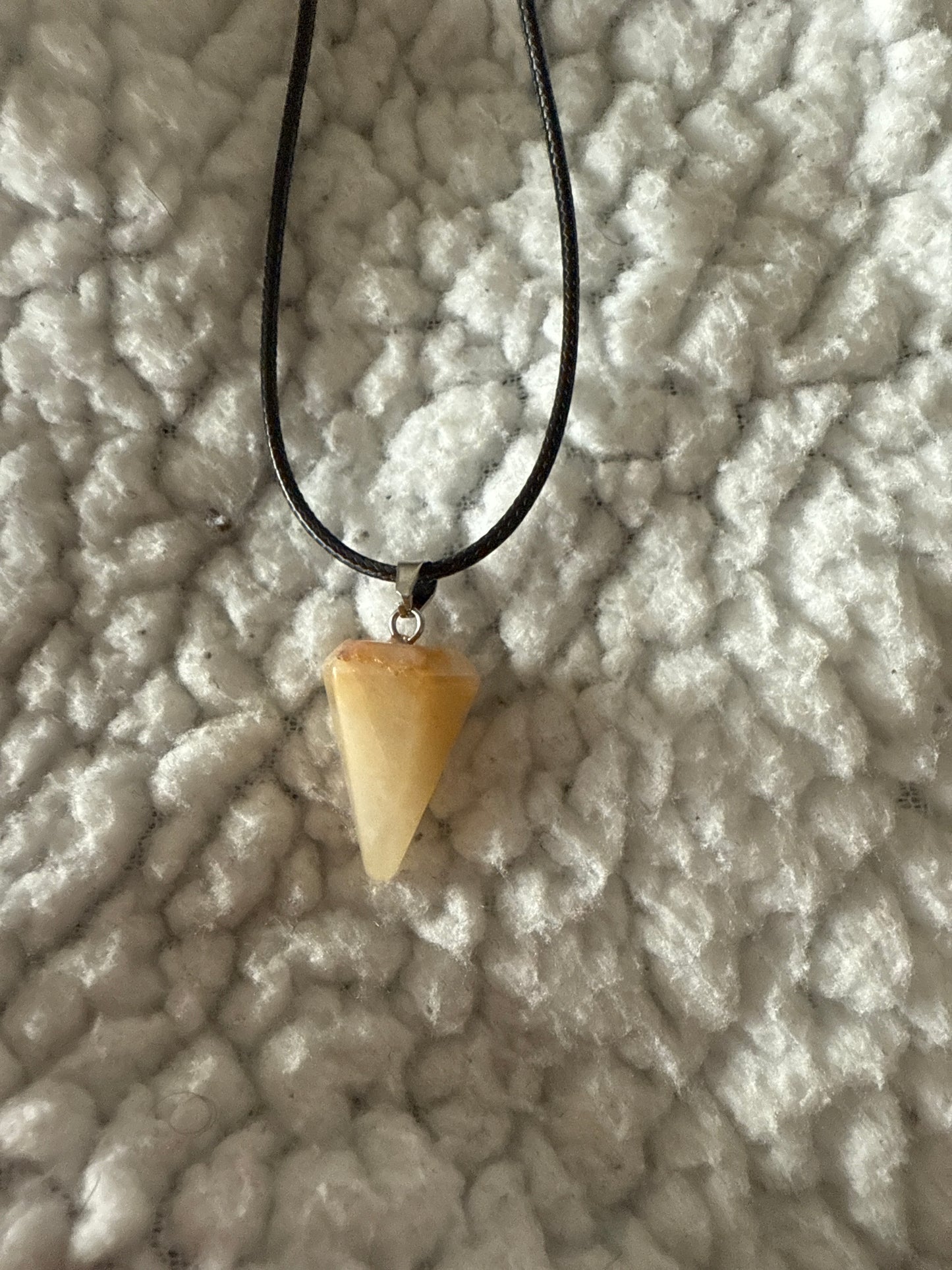 Hexagonal Gem Point Necklace with Leather Cord