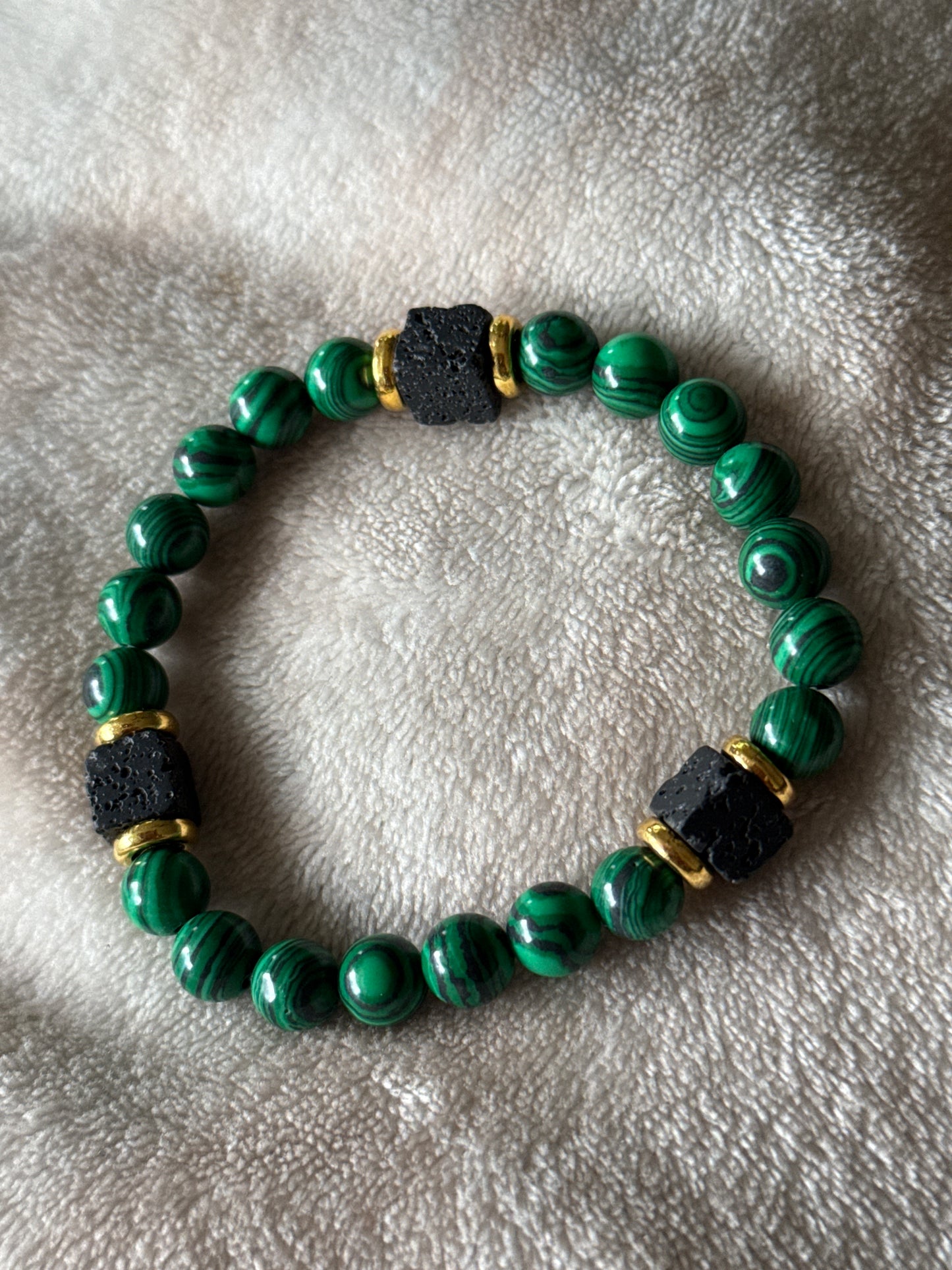Malachite and Lava Stone Healing Bracelet