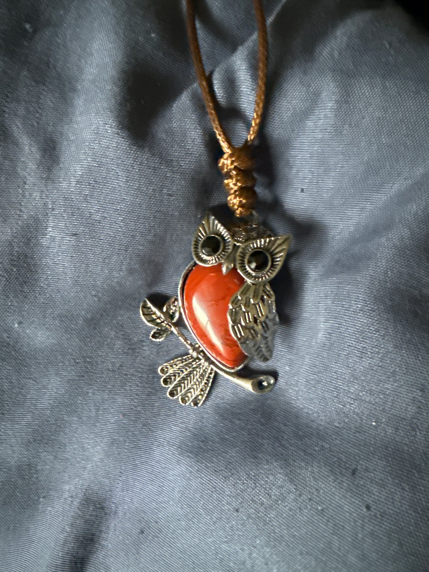 Gem Owl Necklace with Adjustable Stainless Steel Chain