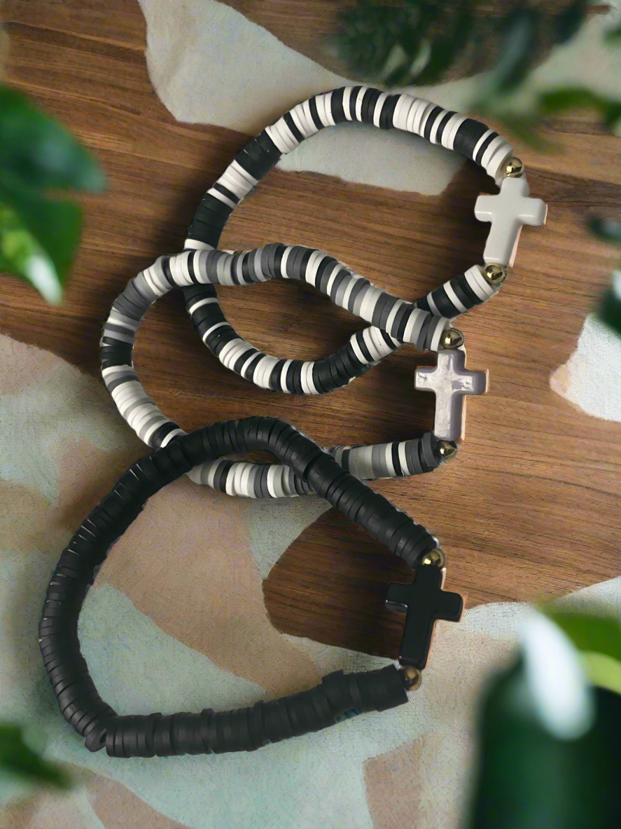 Stretchy Cross Bracelet - Adjustable Rubber Wristband