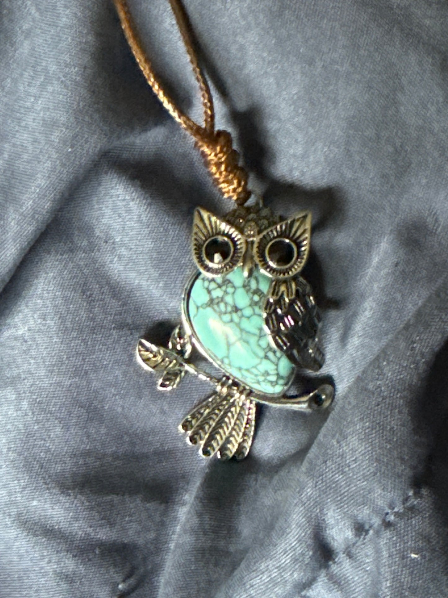 Gem Owl Necklace with Adjustable Stainless Steel Chain