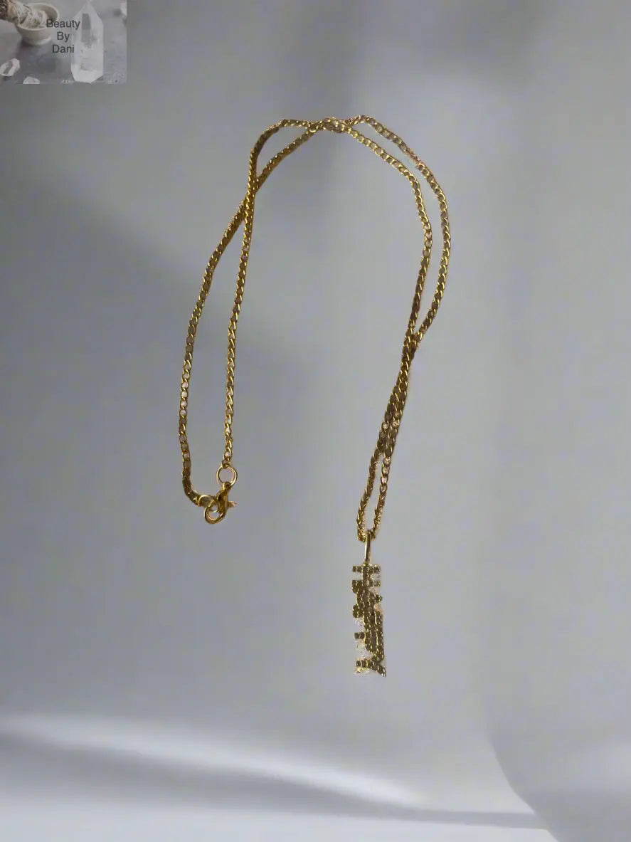 Rhinestone Happy Necklace in Goldtone Stainless Steel Beauty by Dani