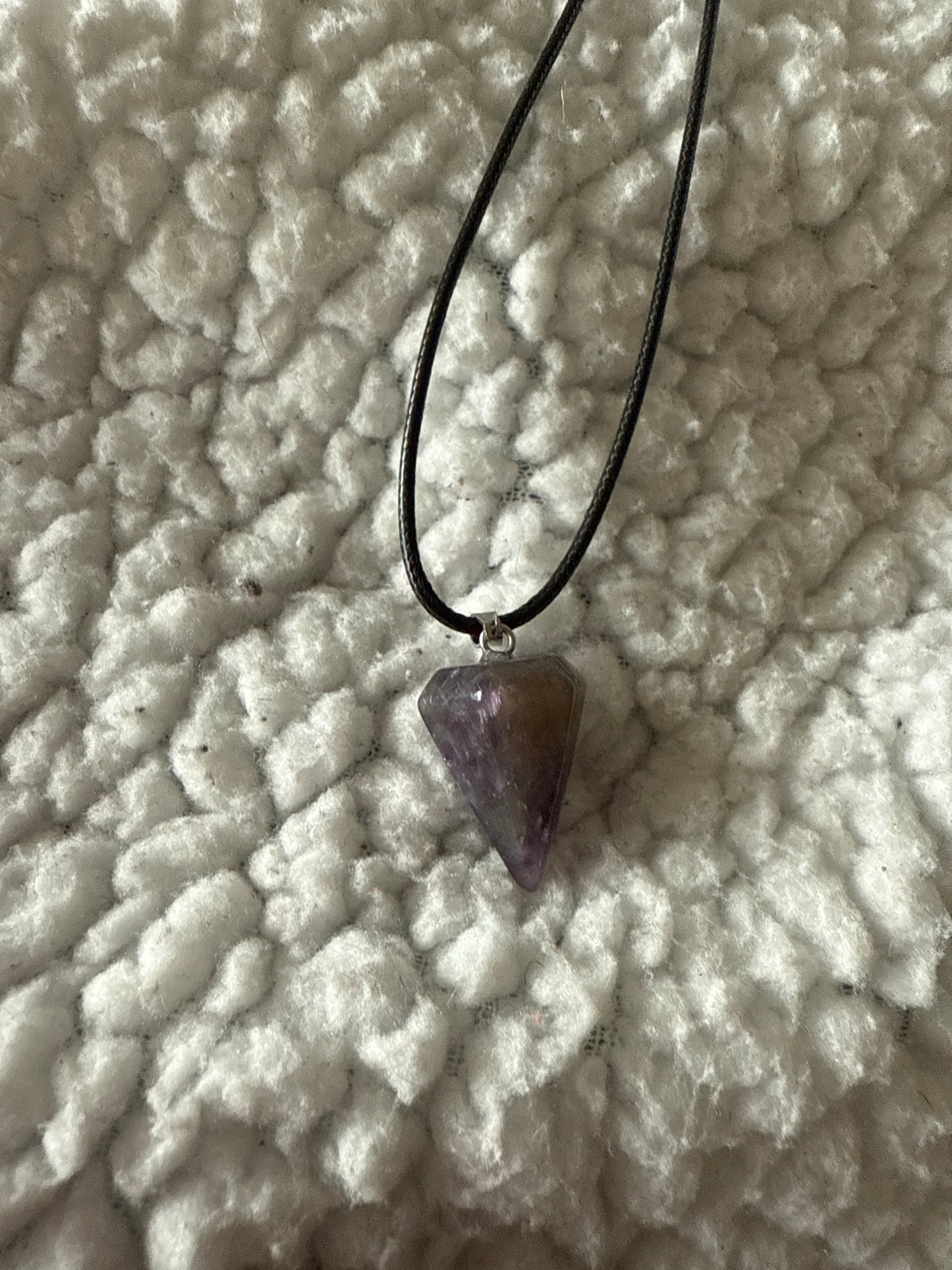 Hexagonal Gem Point Necklace with Leather Cord